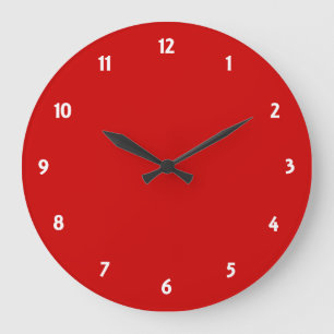 White Number Clock Face with Red Round Clock