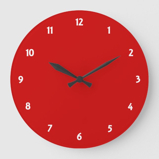 White Number Clock Face with Red Round Clock (Front)