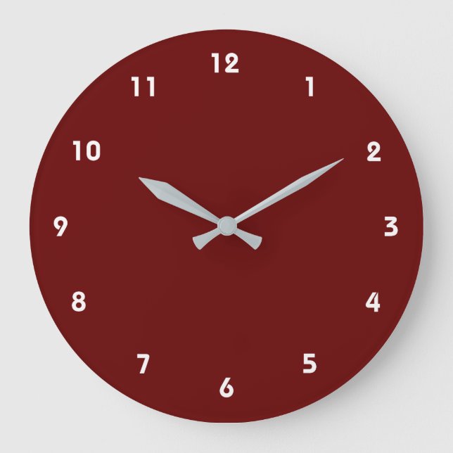White Numbered Clock Face Red Background Clock (Front)