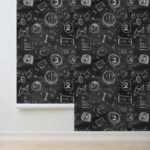 White Numbers & Formulas On Black Draught Chalkboa Wallpaper