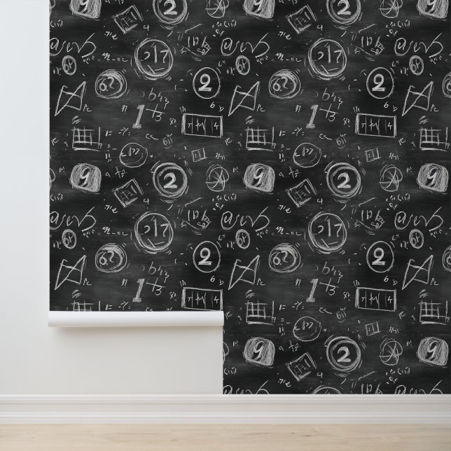 White Numbers & Formulas On Black Draught Chalkboa Wallpaper (Application)