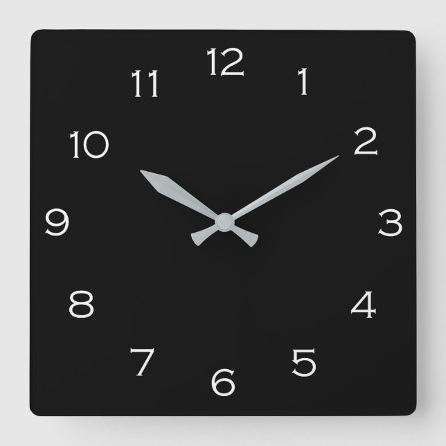 White Numbers On Black wccnt Square Wall Clock (Front)