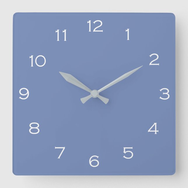 White Numbers On Blue wccnt Square Wall Clock (Front)