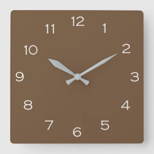 White Numbers On Brown wccn Square Wall Clock