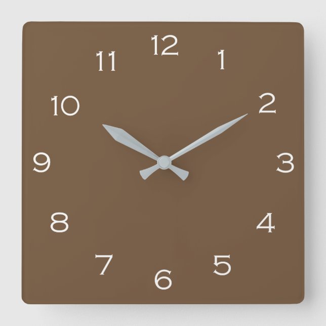 White Numbers On Brown wccnt Square Wall Clock (Front)