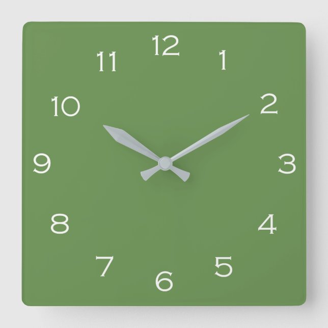 White Numbers On Green wccnt Square Wall Clock (Front)