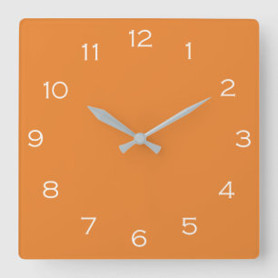 White Numbers On Orange wccn Square Wall Clock