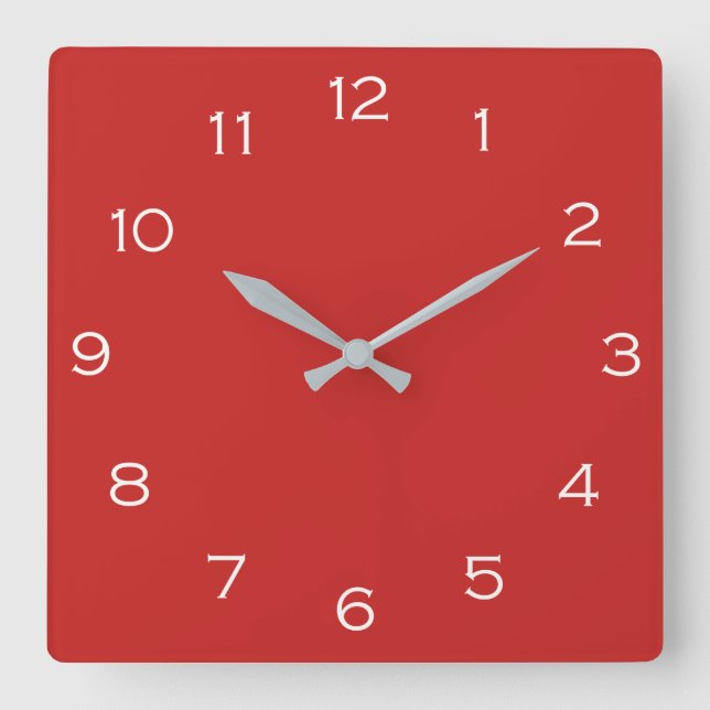 White Numbers On Red wccnt Square Wall Clock (Front)