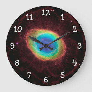 White Numbers Ring Nebula Celestial Space Photo Large Clock