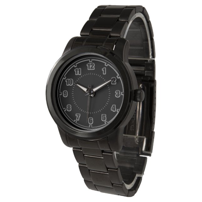 White Numerals on Black - Classic Watch (Angled)