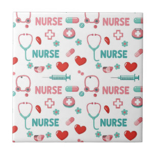 White Nurse Life Seamless Pattern (1) Ceramic Tile