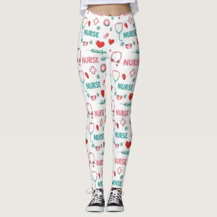 White Nurse Life Seamless Pattern (1) Leggings
