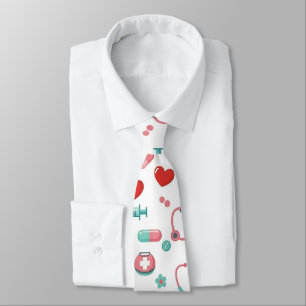 White Nurse Life Seamless Pattern (1) Tie