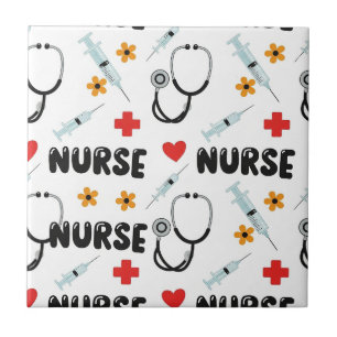 White Nurse Life Seamless Pattern (2) Ceramic Tile