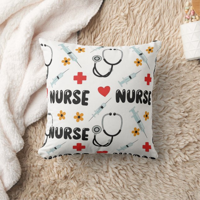 White Nurse Life Seamless Pattern (2) Cushion (Blanket)