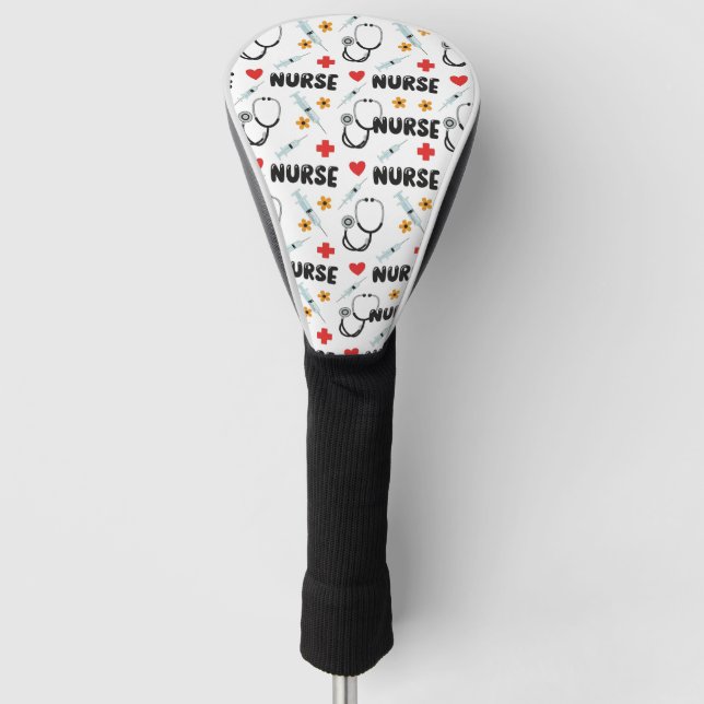 White Nurse Life Seamless Pattern (2) Golf Head Cover (Front)