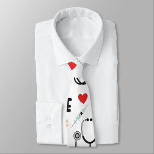 White Nurse Life Seamless Pattern (2) Tie