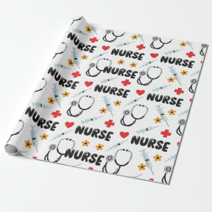 White Nurse Life Seamless Pattern (2) Wrapping Paper