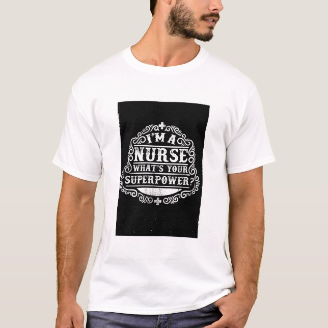 White Nurse Superpower Graphic Tee (Front)