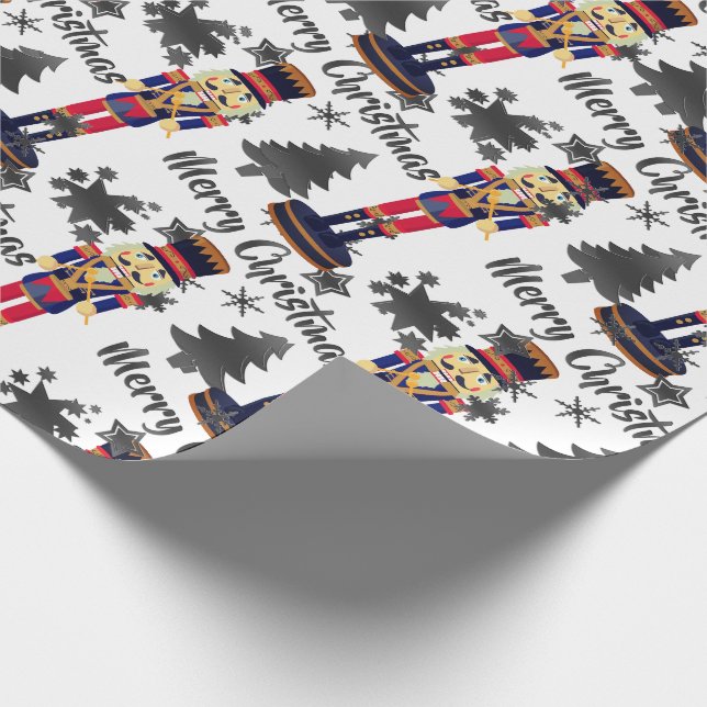 White Nutcracker Soldier Christmas Wrapping Paper (Corner)