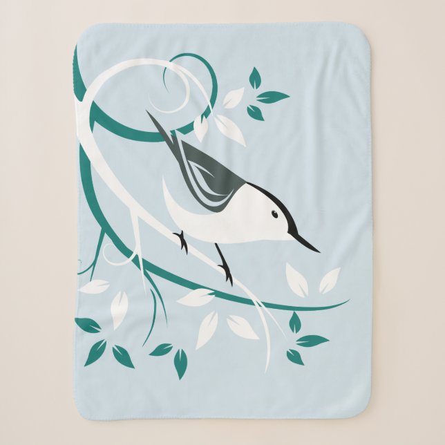 White Nuthatch Sherpa Blanket (Front)