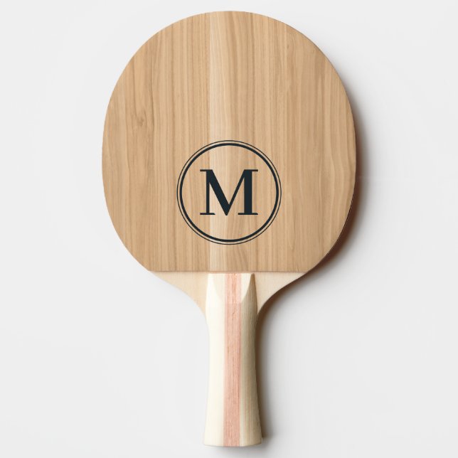 White Oak Wood Monogram Ping Pong Paddle (Back)
