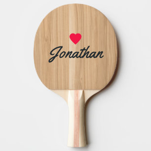 White Oak Wood Vintage Heart Signature Ping Pong Paddle