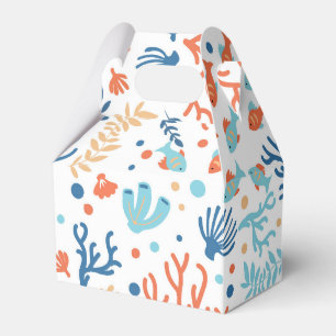White ocean foliage cute fish pattern favour box