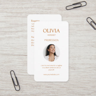 White / Ochre Photo Social QR Code Business Card