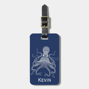 White Octopus Luggage Tag