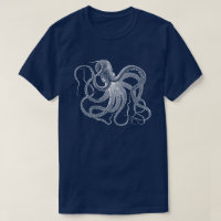 White Octopus Vintage Illustration