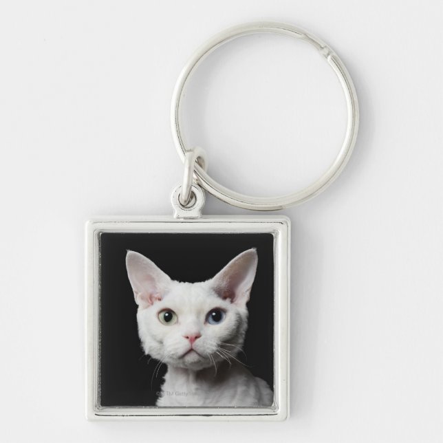 White odd-eyed cat key ring (Front)