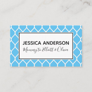 White Ogee & Blue Mummy Playdate Calling Card