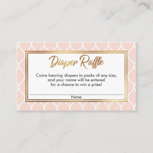 White Ogee & Gold Foil, Blush Diaper Raffle Cards