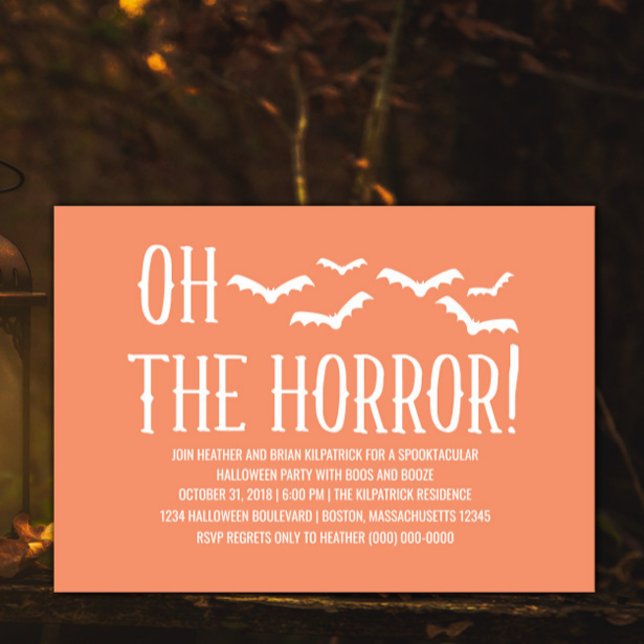 White Oh The Horror Halloween Party Invite (White Oh The Horror Halloween Party Invite)