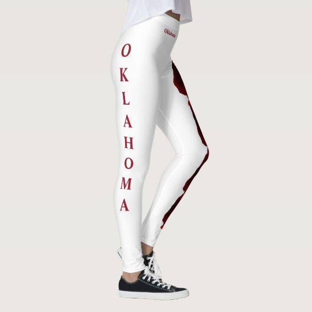 White Oklahoma State Oklahoma Rose Flower Leggings (Right)
