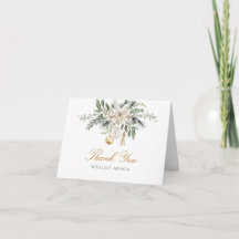 White old Christmas Bridal Shower Thank You Folded
