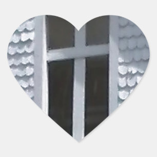 white old church in the mountains heart sticker