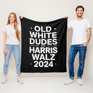 White Old Dudes for Harris Walz Democratic Politic Fleece Blanket