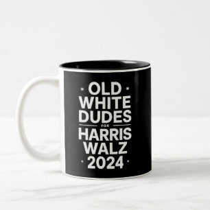 White Old Dudes for Harris Walz Democratic Politic Two-Tone Coffee Mug