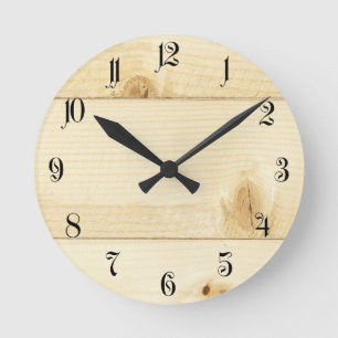 White old oak wood pattern round clock