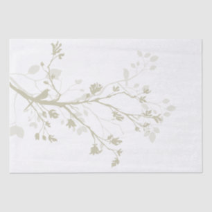 White Olive Cream Bird Branches Wedding Tissue Paper