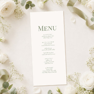 White & Olive Minimalist Monogram Wedding Menu