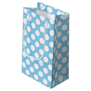 White on Baby Blue Large Size Polka Dots Gift Bag