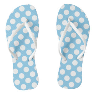 White on Baby Blue Large Size Polka Dots Thongs