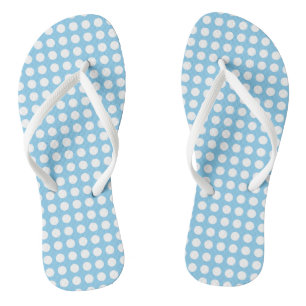 White on Baby Blue Medium Horizontal Polka Dots Thongs