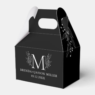 White on Bblack Elegant monogram newlywed Favour Box