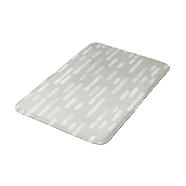 White on Beige Rounded Lines Pattern Bath Mat (Angled)