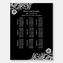 White on Black 9 Table Seating Chart Foam Boards