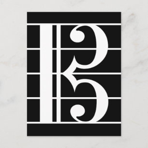 White-on-Black Alto Clef Postcard